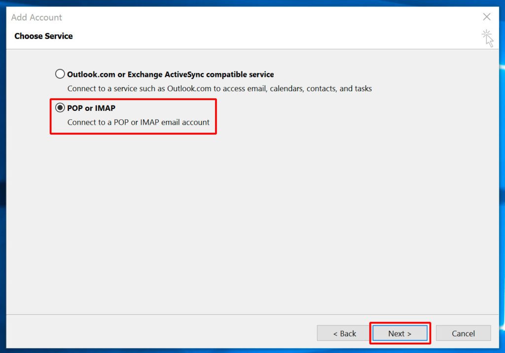 Outlook 2013 POP set up - step 3