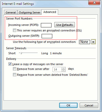 Outlook 2013 POP set up - step 3