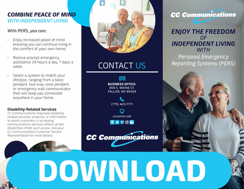 PERS front brochure download call to action. 